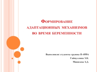 Формирование адаптационных механизмов во время беременности