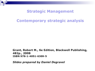 Strategic Management. Contemporary strategic analysis