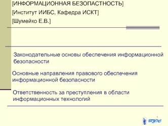 Законодательные основы обеспечения информационной  безопасности