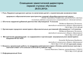 Совещание заместителей директоров  первой ступени обучения 28.03.2012г.