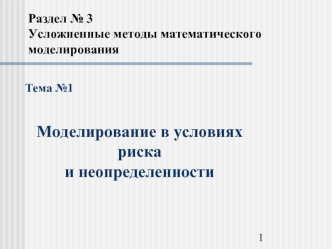 Моделирование в условиях риска и неопределенности