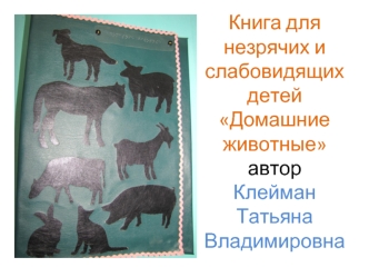 Книга для незрячих и слабовидящих детейДомашние животныеавтор Клейман Татьяна Владимировна