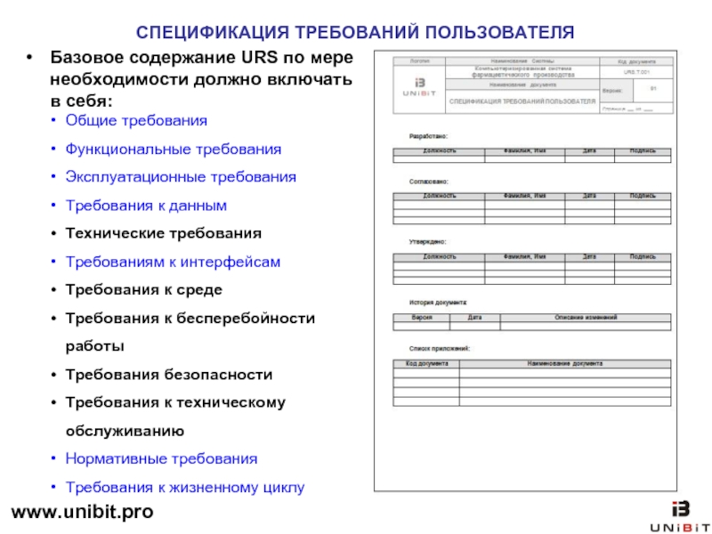 Характеристика спецификации требований