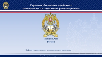 Регион. Стратегия обеспечения устойчивого экономического и социального развития региона