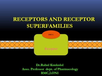 RECEPTORS AND RECEPTORSUPERFAMILIES  Dr.Rahul Kunkulol Asso. Professor  dept. of PharmacologyRMC,LONI