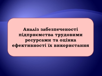 Аналіз забезпеченості підприємства трудовими ресурсами та оцінка ефективності їх використання