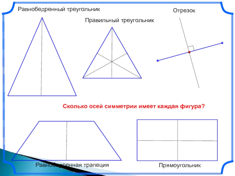 Правильный треугольник Равнобедренный треугольник Отрезок
