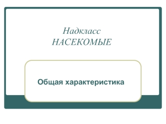 Надкласс насекомые. Общая характеристика