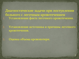 Диагностические задачи при поступлении больного с легочным кровотечением