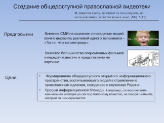 Создание общедоступной православной видеотеки