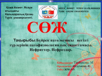 Бүйрек патологиясы Негізгі түрлерінің патофизиологиялық сипаттамасы. Нефриттер. Нефроздар