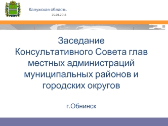 Заседание Консультативного Совета глав местных администраций муниципальных районов и городских округовг.Обнинск