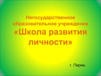 Негосударственное образовательное учреждение Школа развития личности