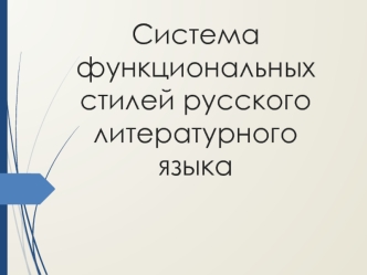 Система функциональных стилей русского литературного языка