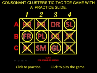 Consonant clusters tic tac toe game