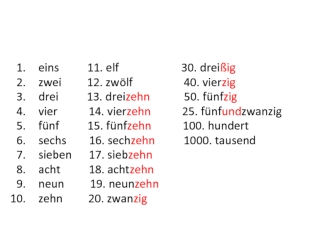 числительные и глаголы в немецком языке