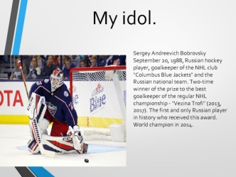 My idol Sergey Andreevich Bobrovsky