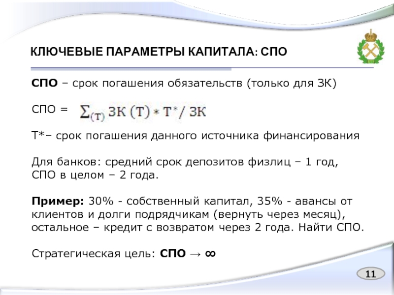 Срок погашения. Параметры капитала. Средний срок погашения капитала. СПО капитал. Ключевые параметры это.