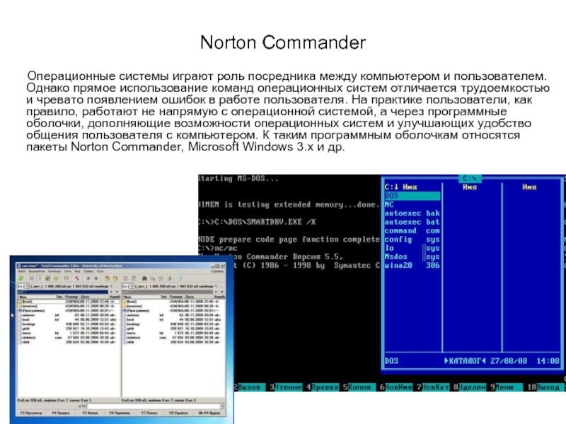 Использование ос. Операционная оболочка Norton Commander. Операционная система Нортон командер. Функциональные возможности программы Norton Commander. Программы оболочки Norton Commander.