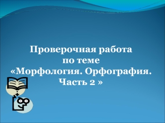 Проверочная работа по теме Морфология. Орфография. Часть 2