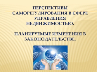 Перспективы саморегулирования в сфере управления недвижимостью. Планируемые изменения в законодательстве.