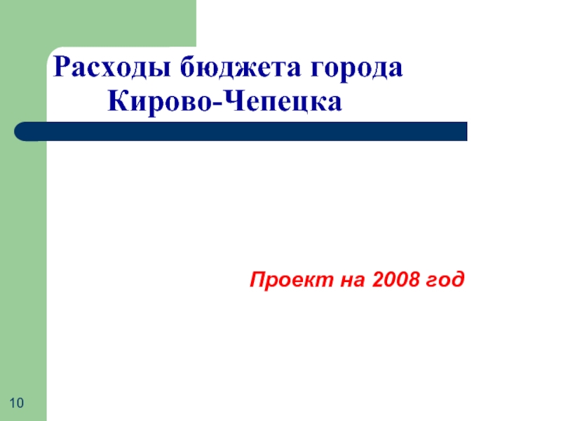 Расходы бюджета города     Кирово-Чепецка Проект на 2008 год