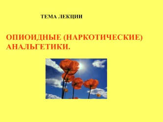 Опиоидные (наркотические) анальгетики