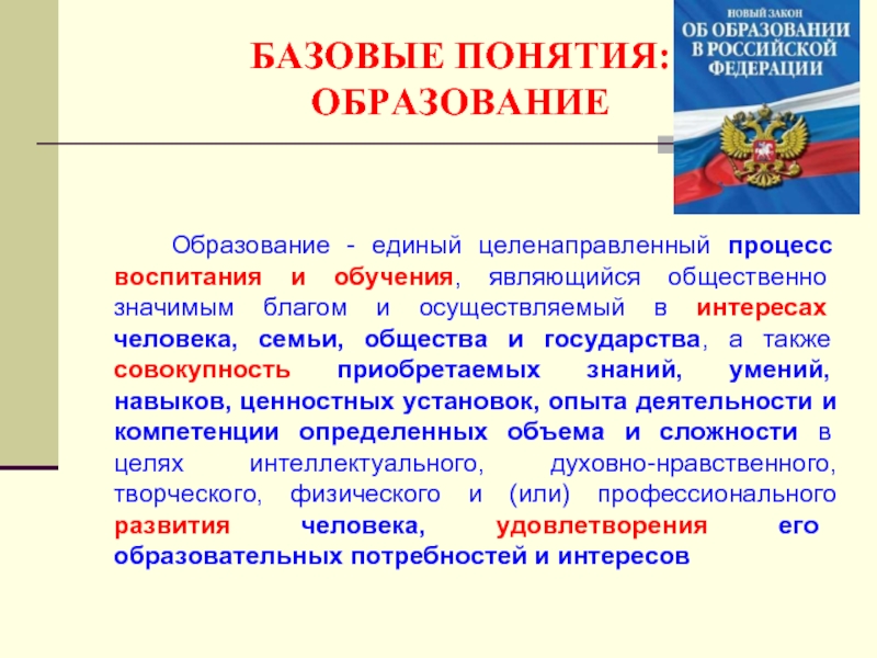 43 закон об образовании. Определение понятия образование. Понятие системы образования. Базовые термины образования. Образование это процесс обучения и воспитания при котором.