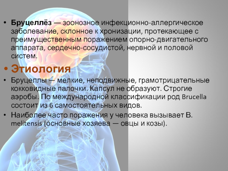 Инфекционные заболевания с поражением нервной системы. Бруцеллез зоонозная инфекция. Бруцеллез презентация инфекционные болезни. Бруцеллез поражение опорно двигательного аппарата. Бруцеллез нервной системы.