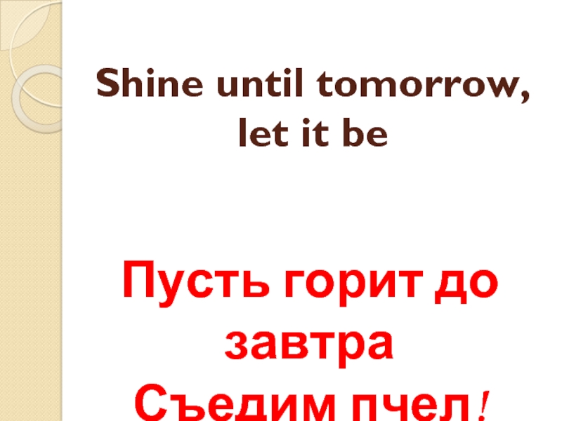 Shine until tomorrow, let it be Пусть горит до завтра Съедим пчел!
