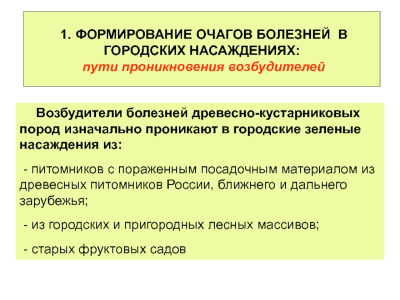 Общественные заболевания. Формированию очаговых признаков способствует. Формированию очаговых признаков не способствует:. Условия формирования очага. Фазы развития очага болезней леса.