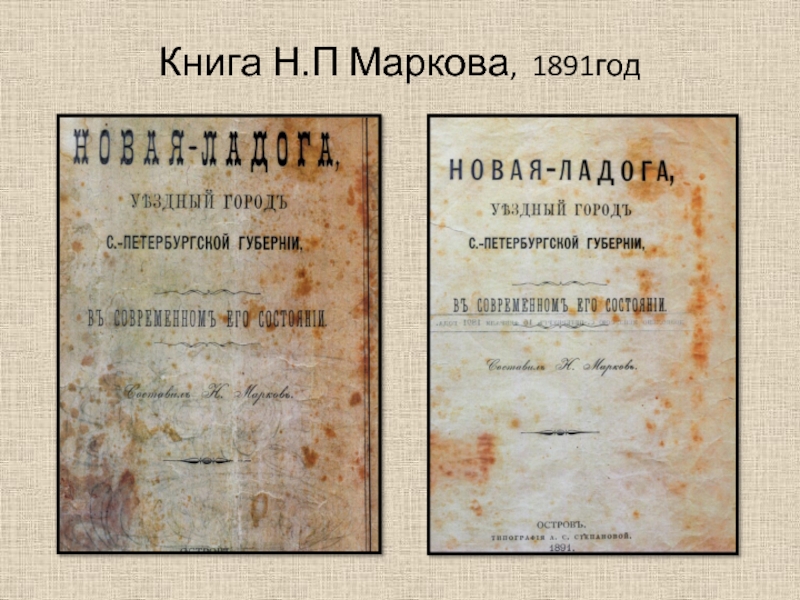 Книга Н.П Маркова, 1891год