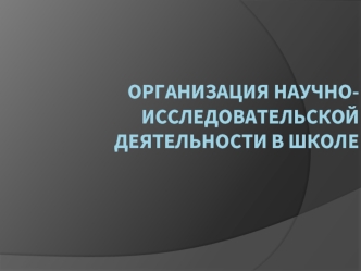 Организация научно-исследовательской деятельности в школе