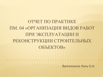 Отчет по практике Организация видов работ при эксплуатации и реконструкции строительных объектов