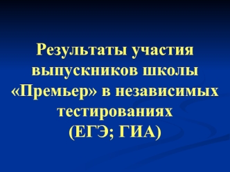 Результаты участия выпускников школы Премьер в независимых тестированиях
(ЕГЭ; ГИА)