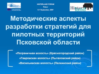 Методические аспекты разработки стратегий для пилотных территорий Псковской области