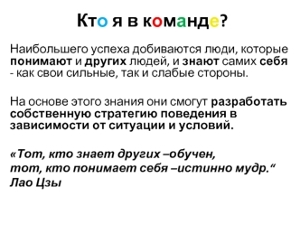 Кто я в команде