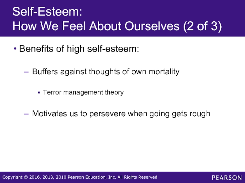 Self-Esteem:  How We Feel About Ourselves (2 of 3)Benefits of