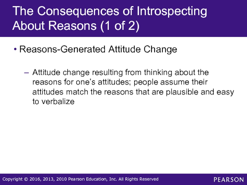 The Consequences of Introspecting About Reasons (1 of 2)Reasons-Generated Attitude ChangeAttitude