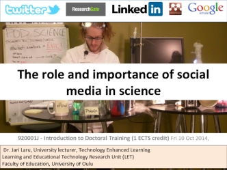 The role and importance of social media in science