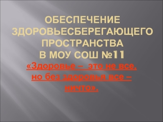 Обеспечение Здоровьесберегающего пространства в МОУ СОШ №11