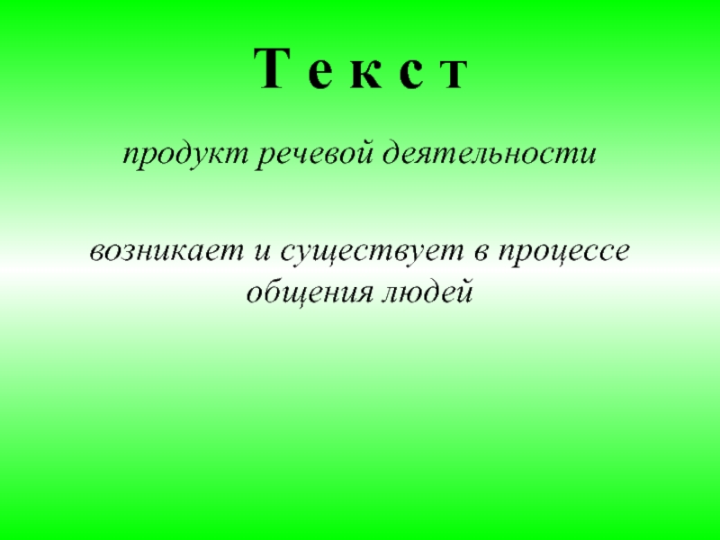 Продукт речи. Возникает и существует в процессе общения людей. Возникает и существует в процессе. Возникает и существует только в процессе общения. Текст возникает и существует только в процессе общения людей.