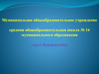 Муниципальное общеобразовательное учреждение средняя общеобразовательная школа № 14
муниципального образования
  
город Новороссийск