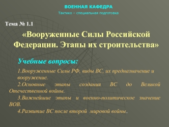 Вооруженные Силы Российской Федерации. Этапы их строительства