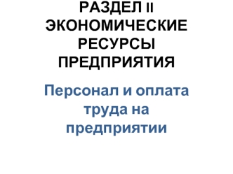 Персонал и оплата труда на предприятии