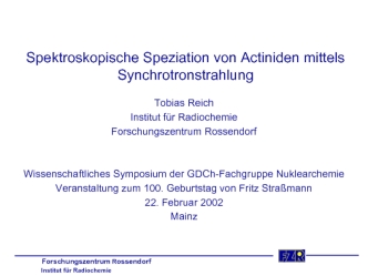 Spektroskopische speziation von actiniden mittels synchrotronstrahlung