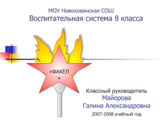 МОУ Новохованская СОШ      Воспитательная система 8 класса