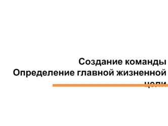 Создание команды. Определение главной жизненной цели