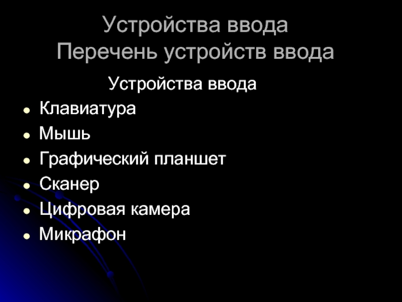 Перечень устройств