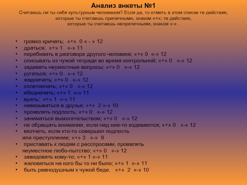 Анализ анкеты. Считаешь ли ты себя культурным человеком. \ Анкету «анализ социальных отношений».. Анализ расходов на здоровье анкета. Считаю ли я себя культурным человеком.